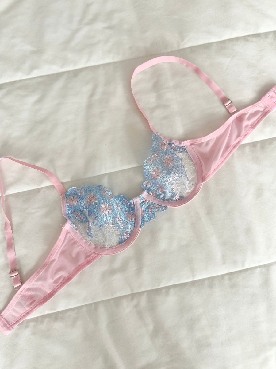 Pinkley Pembe Balenli Sütyen Takım - Feruz Design