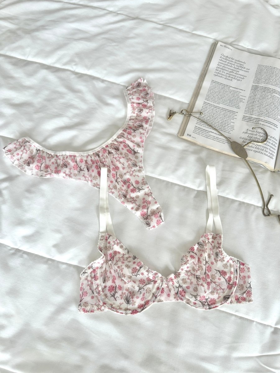 Pretty Ekru Tül Sütyen Takımı - Feruz Design