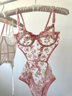Robin Pembe Bodysuit - Feruz Design